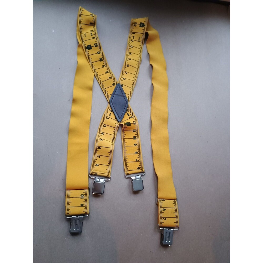 Unbranded Mens Measuring Tape Suspenders Metal Fasteners